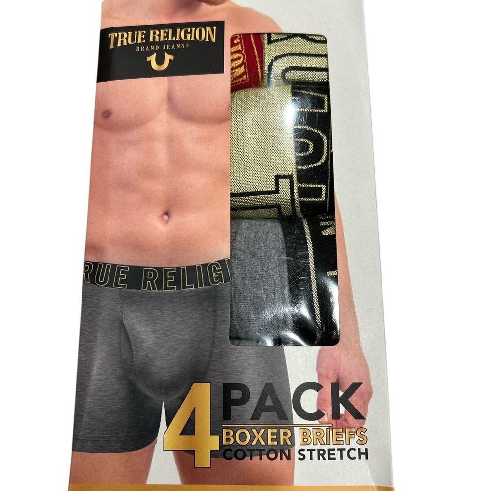True Religion Men's Gray Boxer Briefs Pack with Branded Waistband small